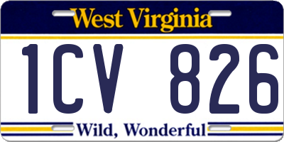 WV license plate 1CV826