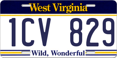 WV license plate 1CV829