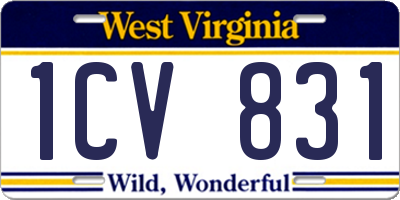 WV license plate 1CV831