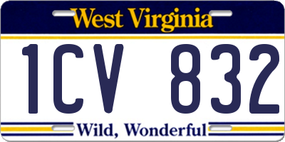 WV license plate 1CV832