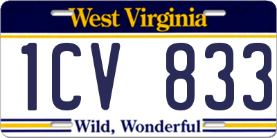 WV license plate 1CV833