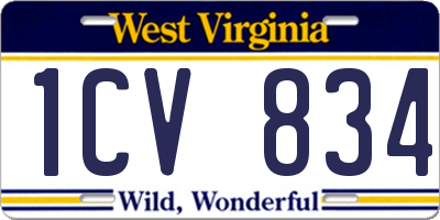 WV license plate 1CV834