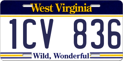 WV license plate 1CV836