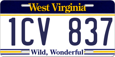WV license plate 1CV837