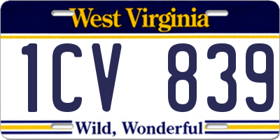WV license plate 1CV839