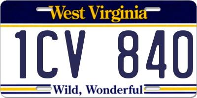 WV license plate 1CV840