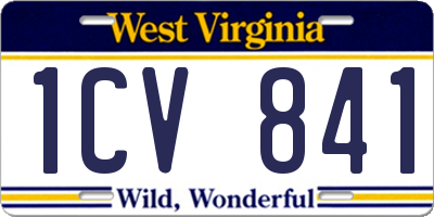 WV license plate 1CV841