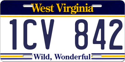 WV license plate 1CV842