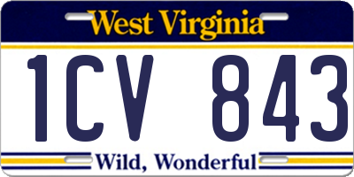WV license plate 1CV843