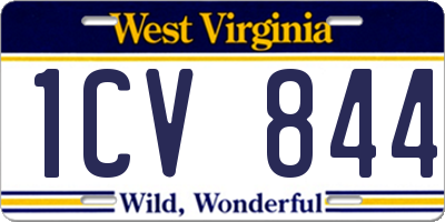WV license plate 1CV844