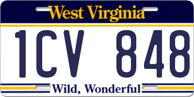 WV license plate 1CV848