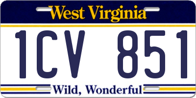 WV license plate 1CV851