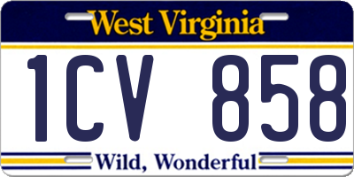 WV license plate 1CV858