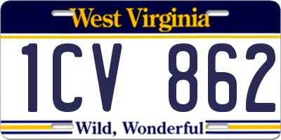 WV license plate 1CV862