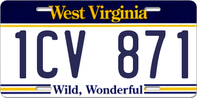 WV license plate 1CV871