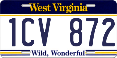 WV license plate 1CV872