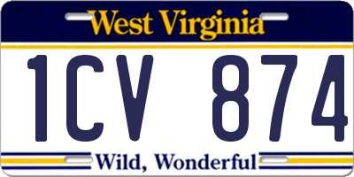 WV license plate 1CV874