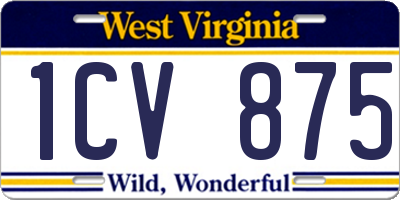 WV license plate 1CV875