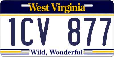 WV license plate 1CV877