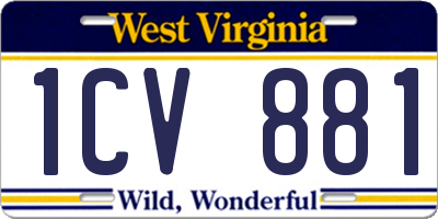 WV license plate 1CV881