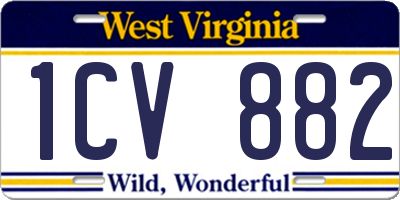 WV license plate 1CV882