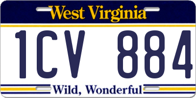 WV license plate 1CV884