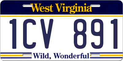 WV license plate 1CV891