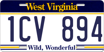 WV license plate 1CV894