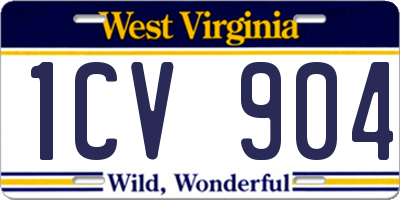 WV license plate 1CV904