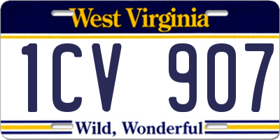 WV license plate 1CV907