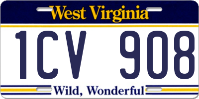 WV license plate 1CV908