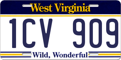 WV license plate 1CV909