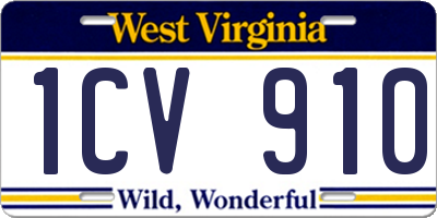 WV license plate 1CV910