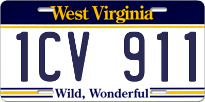 WV license plate 1CV911