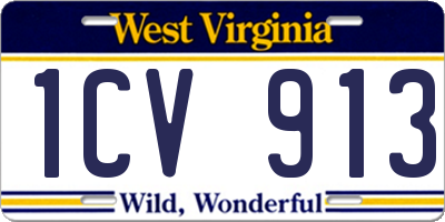 WV license plate 1CV913