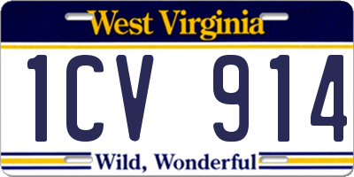 WV license plate 1CV914