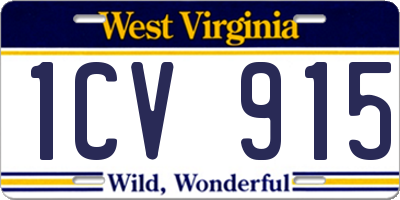 WV license plate 1CV915