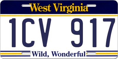 WV license plate 1CV917