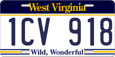 WV license plate 1CV918