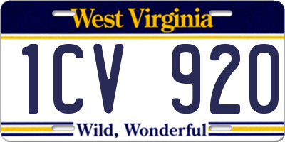WV license plate 1CV920