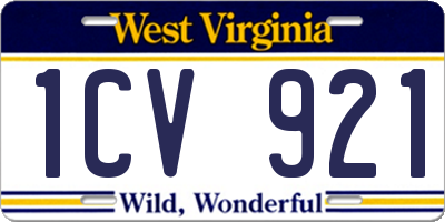 WV license plate 1CV921