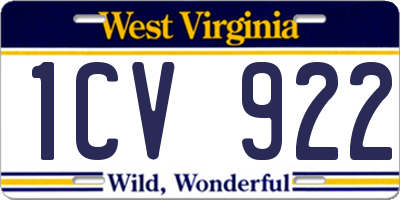 WV license plate 1CV922