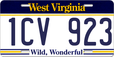 WV license plate 1CV923