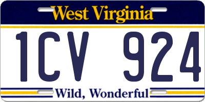 WV license plate 1CV924