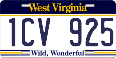 WV license plate 1CV925