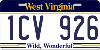 WV license plate 1CV926