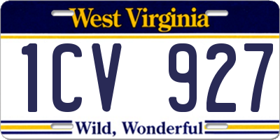 WV license plate 1CV927