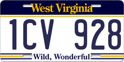 WV license plate 1CV928