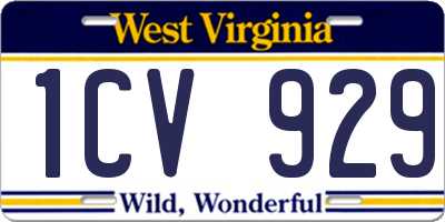 WV license plate 1CV929