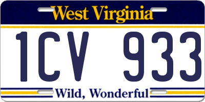 WV license plate 1CV933